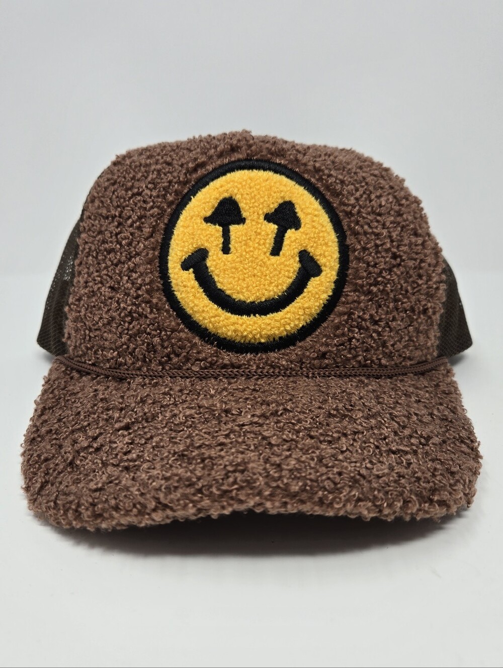 HappyCaps Double Blind Trucker Brown Sherpa Adjustable Meshback Hat
